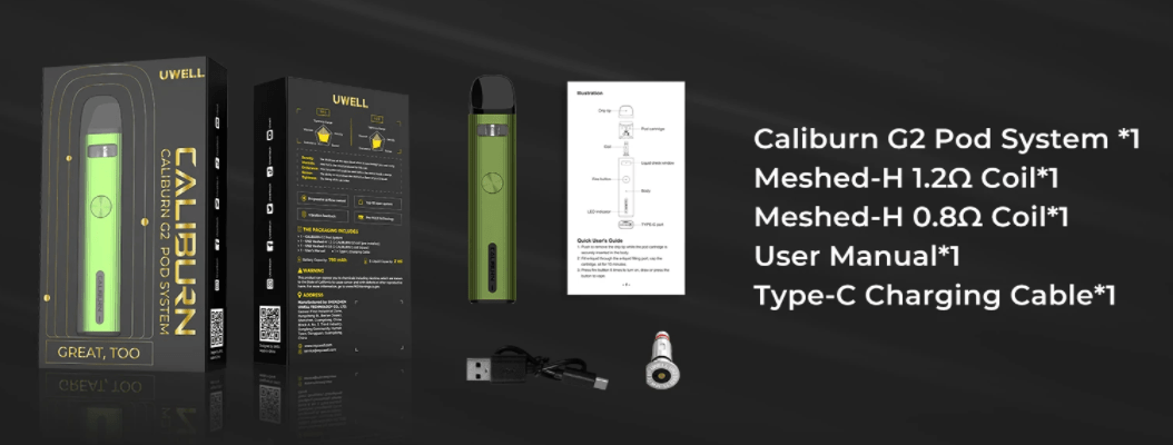 Uwell Caliburn G2 Kutu İçeriği