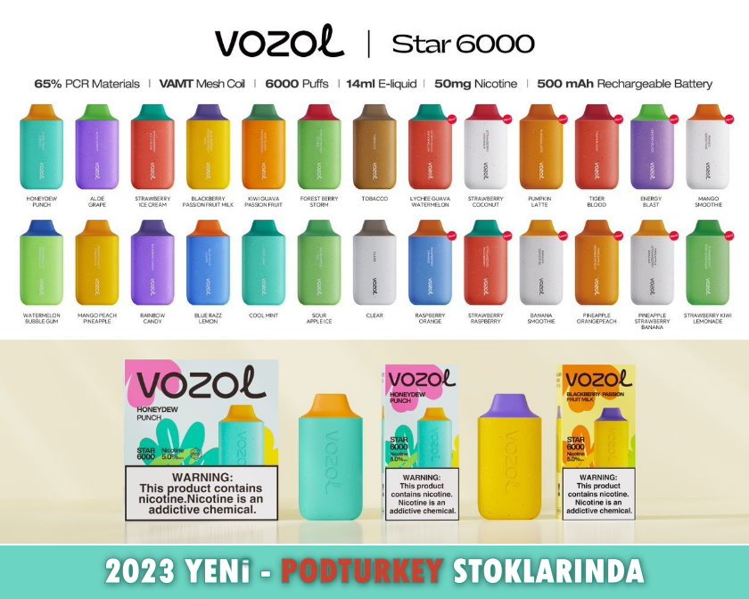 Vozol Star 6000 Puff 2023 Geniş Aroma Lezzeti